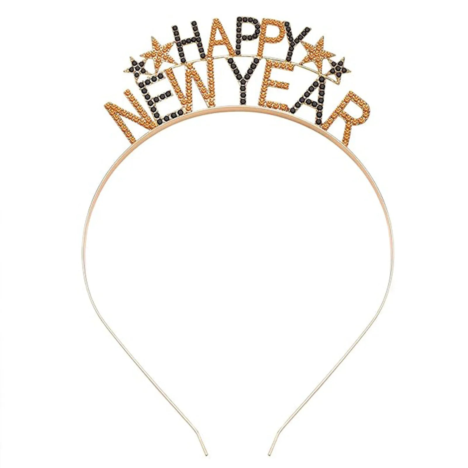 EURO VIBE Happy New Year Rhinestone Headband – Sparkly Party Accessory