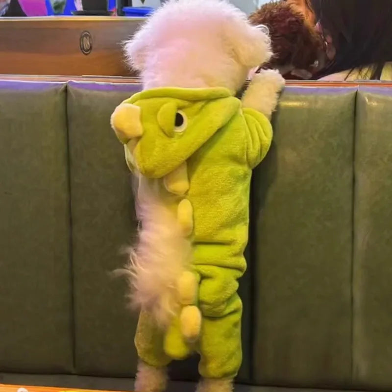 “Cute Dino Dog Costume – Green Dinosaur Outfit for Small & Medium Dogs