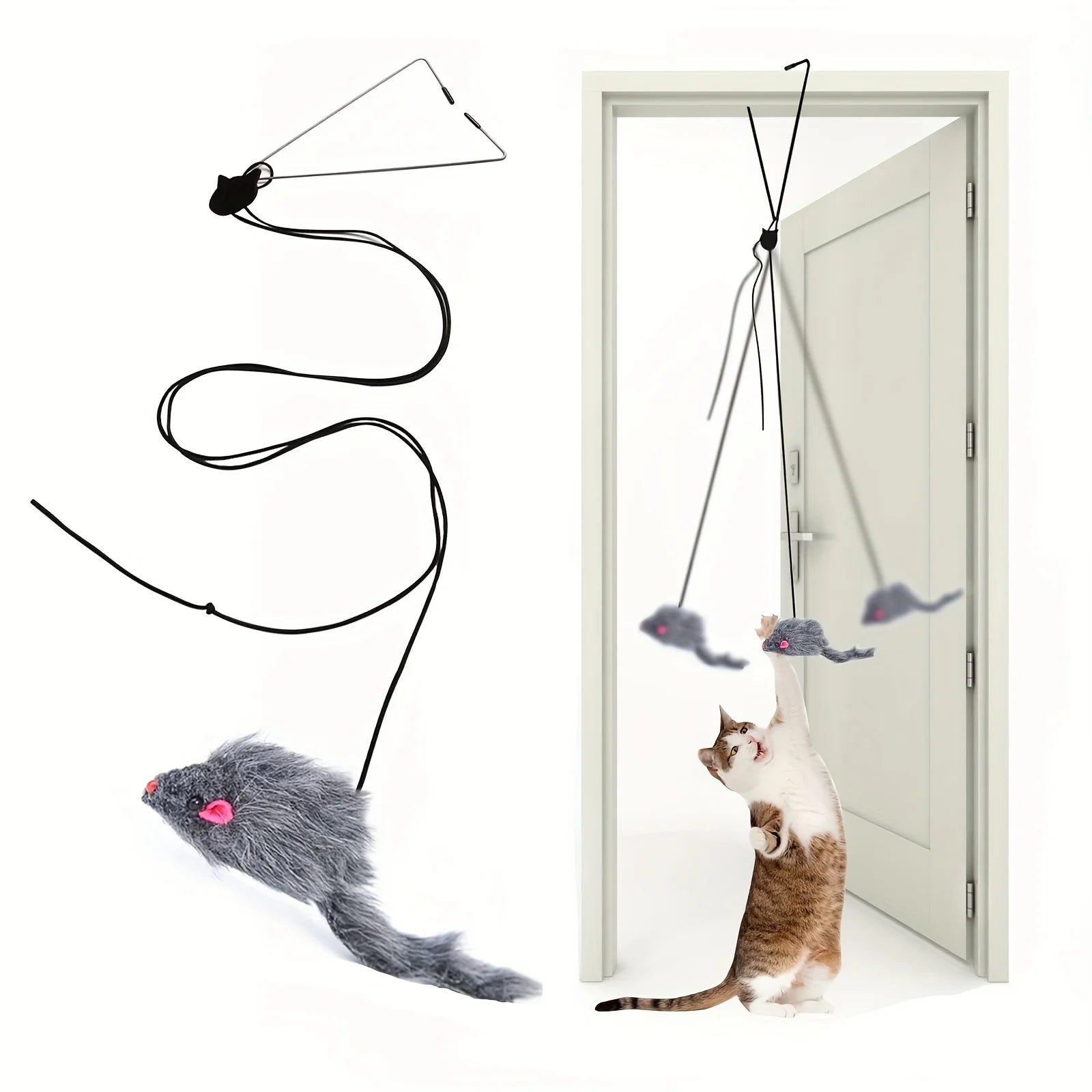 Interactive Hanging Mouse Cat Toy for Door | Fun Indoor Play