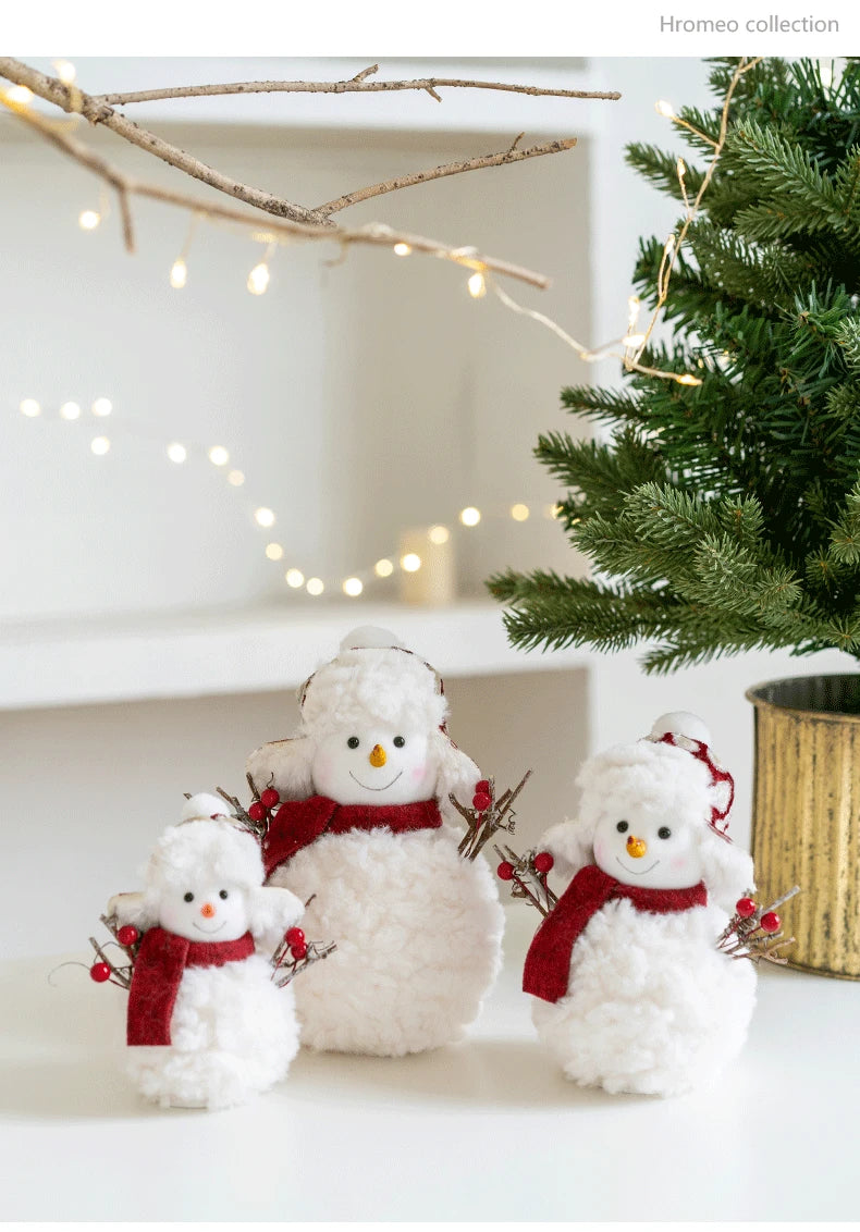 EURO VIBE Snowman Plush Decoration Set – Cute Christmas Table Ornaments