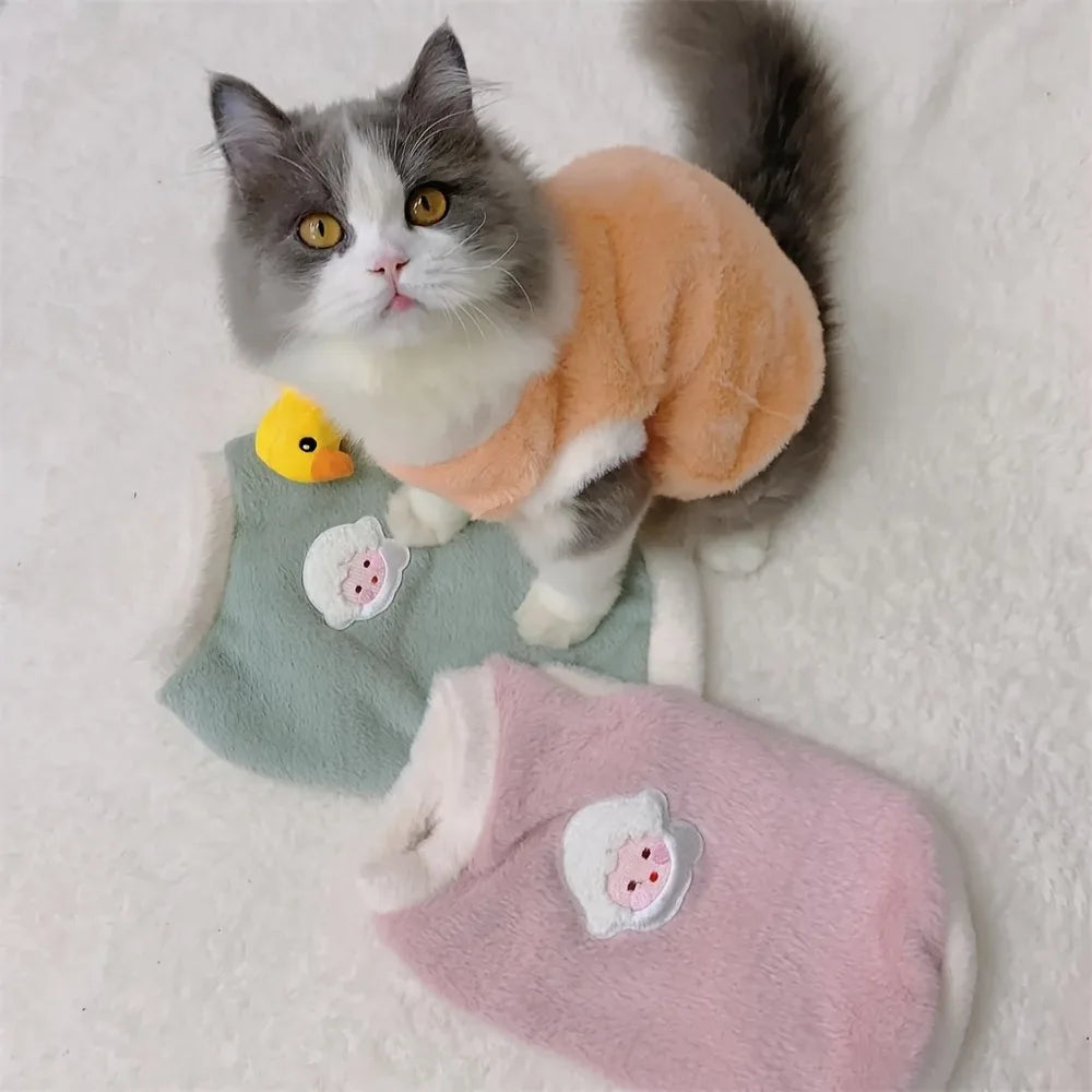 EURO VIBE Soft Fleece Cat Winter Vest – Warm & Cute Pet Outfit UK