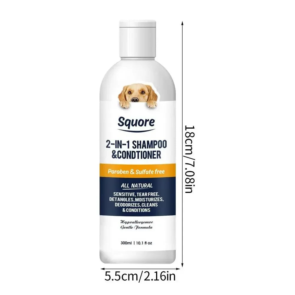 EURO VIBE Squore 2-in-1 Dog Shampoo & Conditioner – Natural, Tear-Free Care