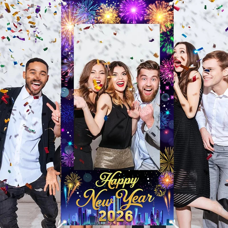 EURO VIBE New Year 2026 Photo Booth Frame – Party Decoration Prop