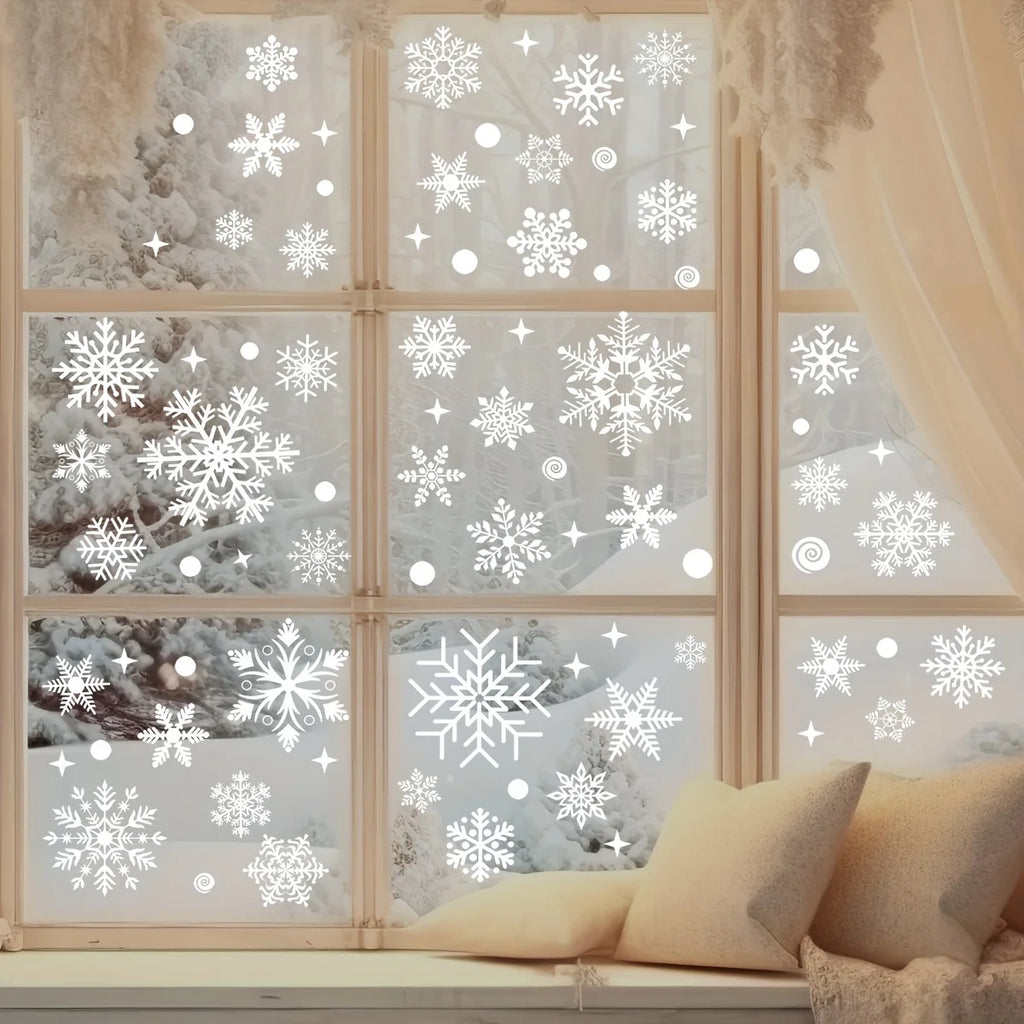 EURO VIBE Snowflake Window Stickers – Christmas Winter Window Décor