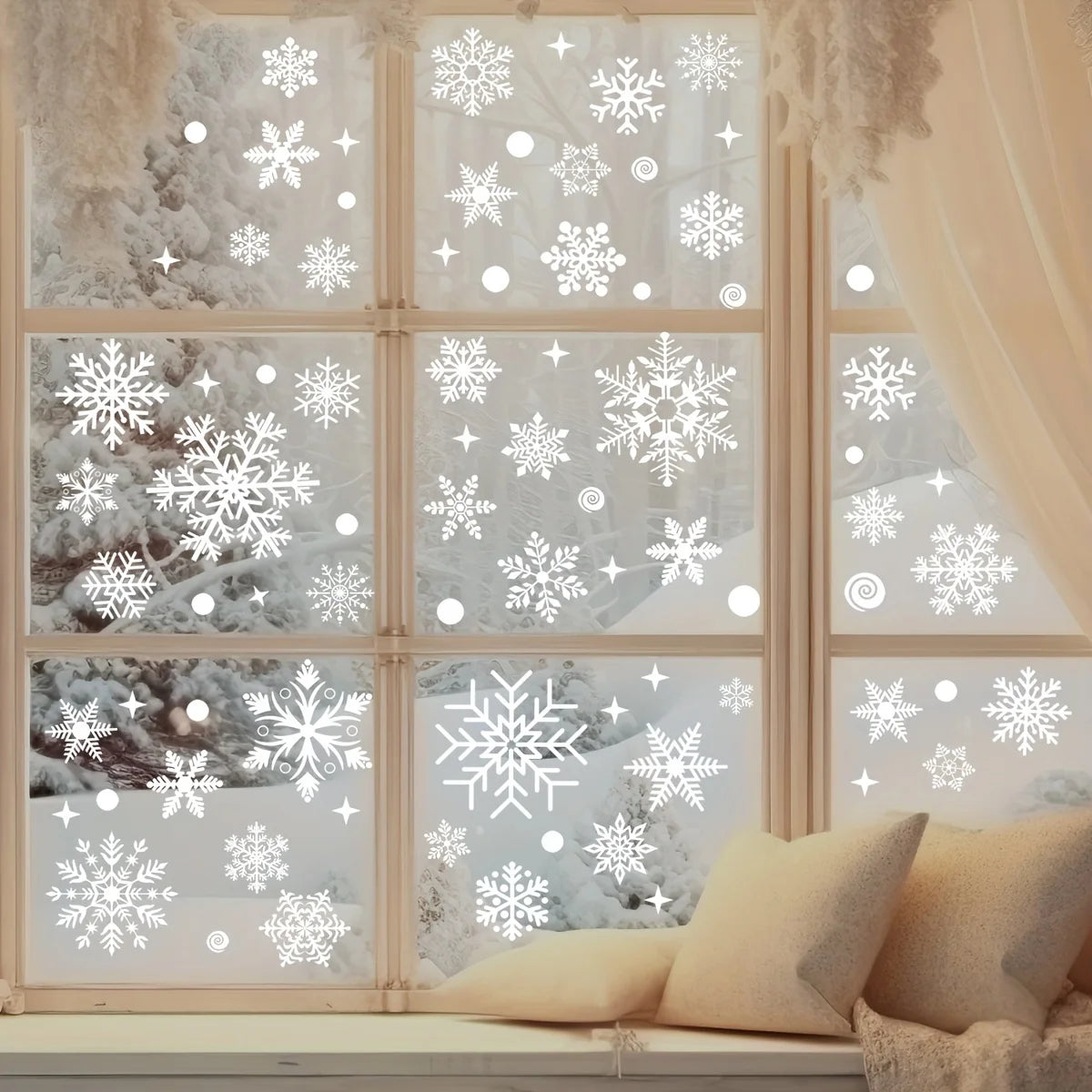 EURO VIBE Snowflake Window Stickers – Christmas Winter Window Décor