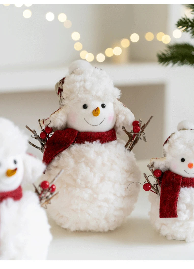 EURO VIBE Snowman Plush Decoration Set – Cute Christmas Table Ornaments