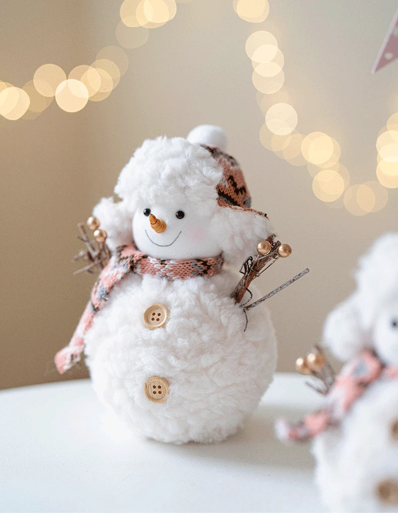EURO VIBE Snowman Plush Decoration Set – Cute Christmas Table Ornaments