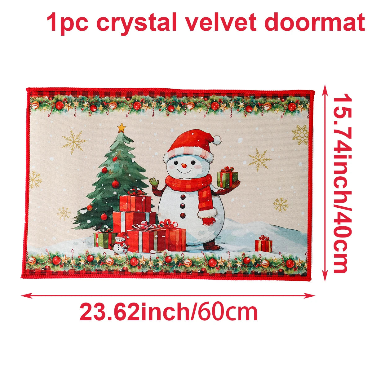 EURO VIBE Merry Christmas Decorative Floor Mat – Festive Holiday Rug