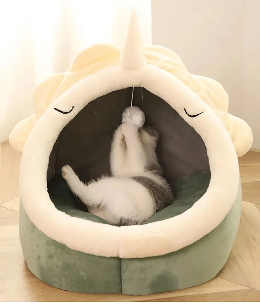 “Cozy Cat Cave Bed UK | EURO VIBE Plush Enclosed Cat House”