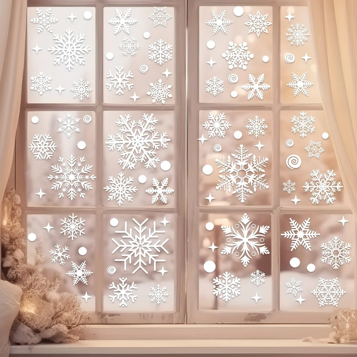EURO VIBE Snowflake Window Stickers – Christmas Winter Window Décor