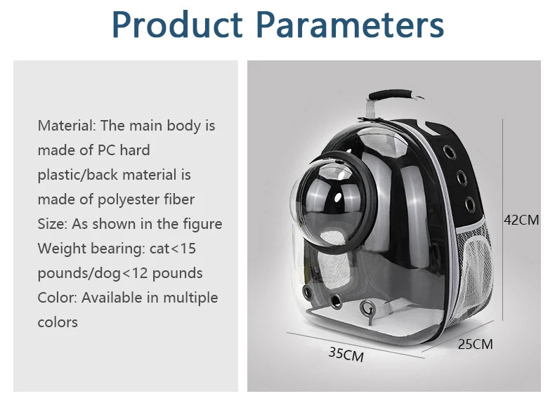 “Space Capsule Pet Backpack – Breathable Transparent Cat Carrier Bag”