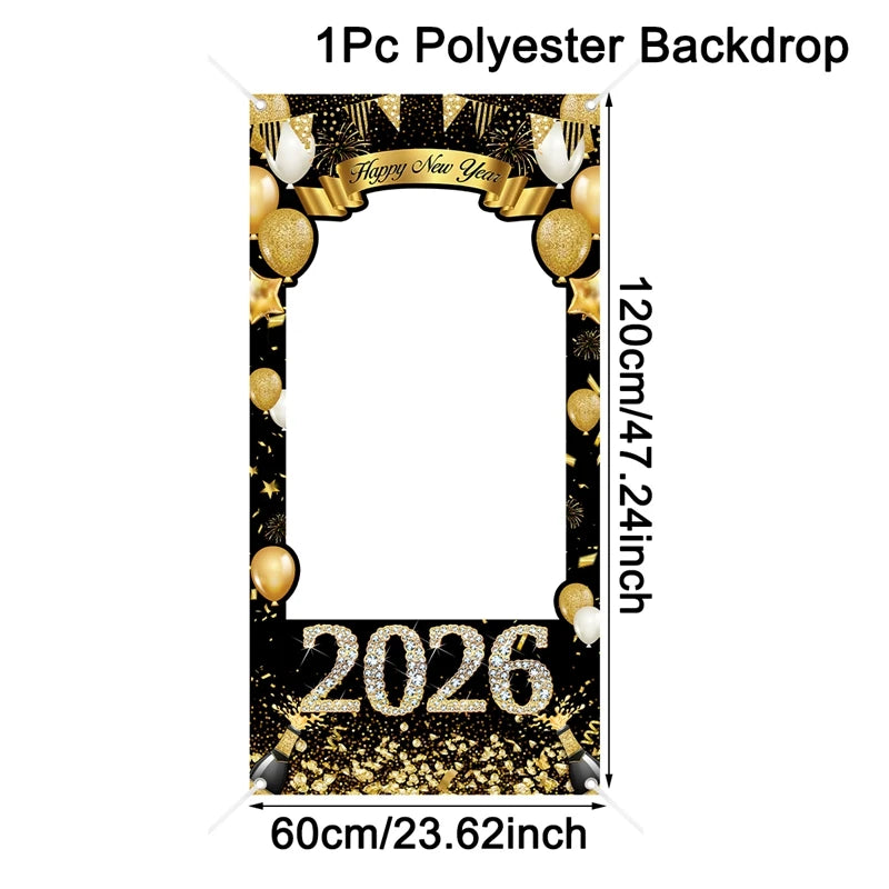 EURO VIBE New Year 2026 Photo Booth Frame – Party Decoration Prop