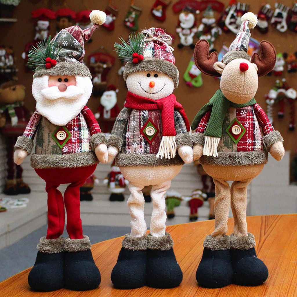 EURO VIBE Christmas Plush Santa, Snowman & Reindeer | Festive Decor Set