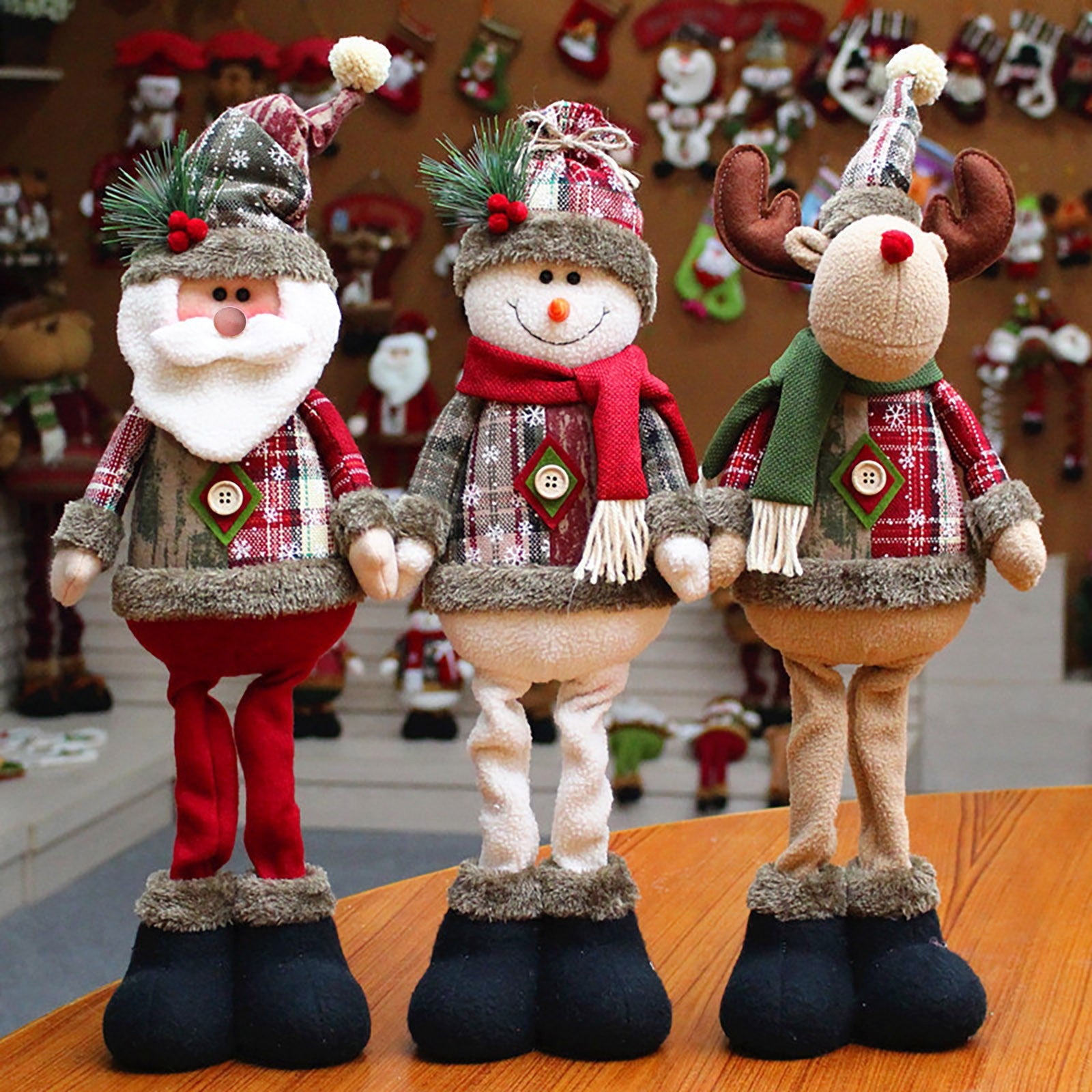 EURO VIBE Christmas Plush Santa, Snowman & Reindeer | Festive Decor Set