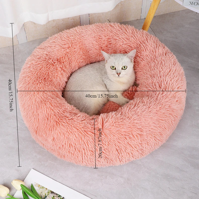 Fluffy Donut Cat Bed – Premium Soft Round Pet Cushion UK