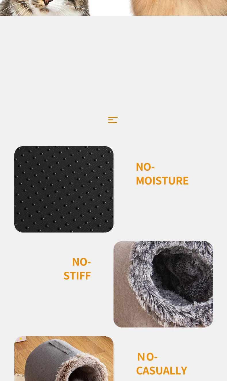 “Cozy Cat Cave Bed – Soft Warm Pet House for Indoor Cats & Kittens”