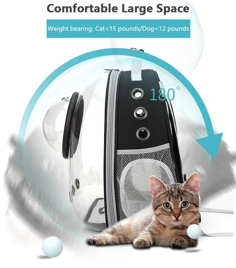“Space Capsule Pet Backpack – Breathable Transparent Cat Carrier Bag”