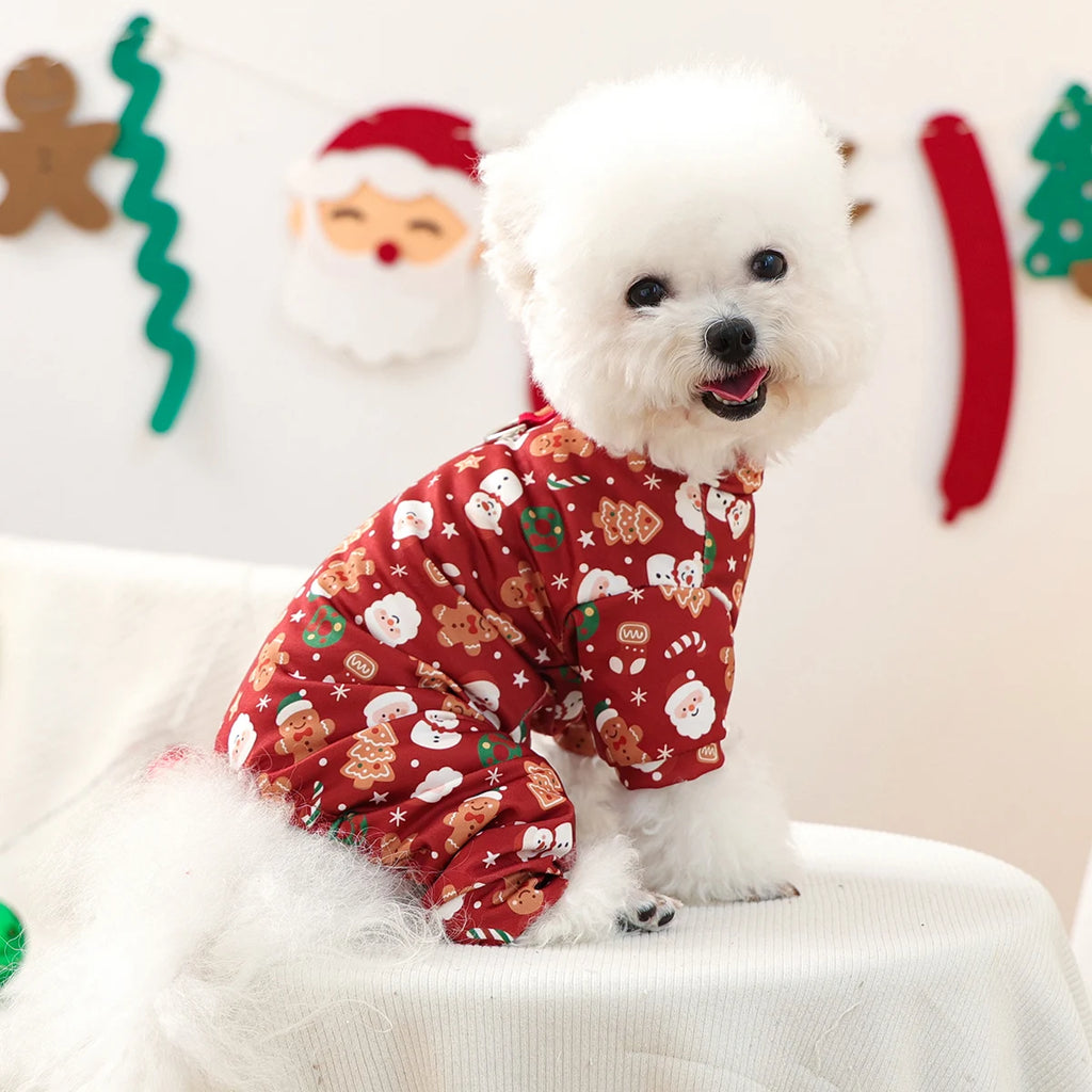 Christmas Dog Jumpsuit | Cute Holiday Outfit for Small Dogs Puppies