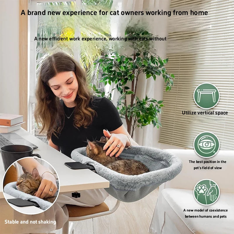 EURO VIBE Desk Mounted Cat Hammock | Space Saving Pet Bed