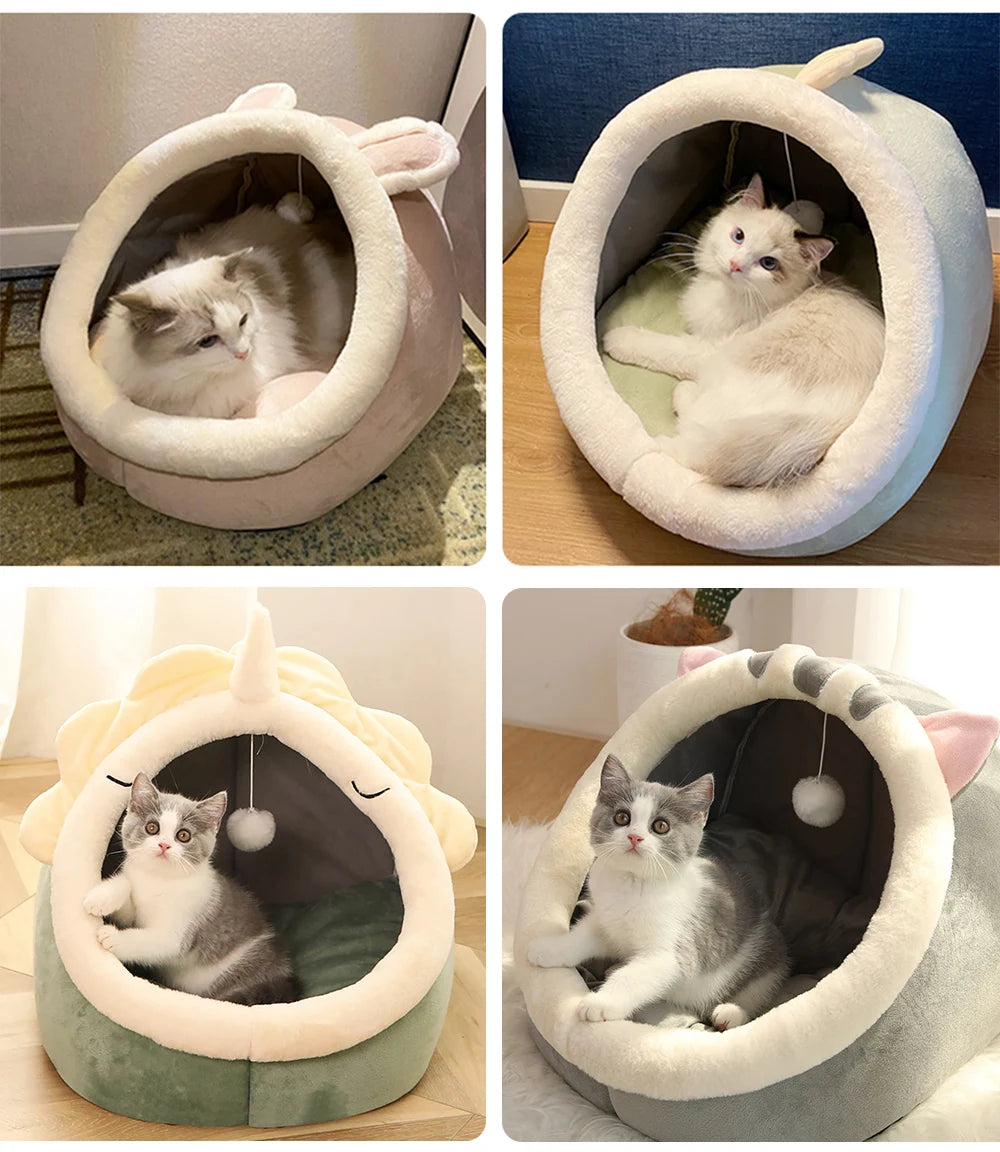 “Cozy Cat Cave Bed UK | EURO VIBE Plush Enclosed Cat House”