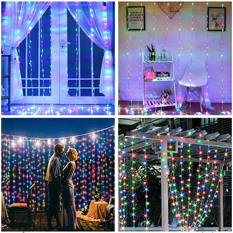 EURO VIBE 3M 300 LED Curtain Fairy Lights – Warm White Indoor Outdoor Décor