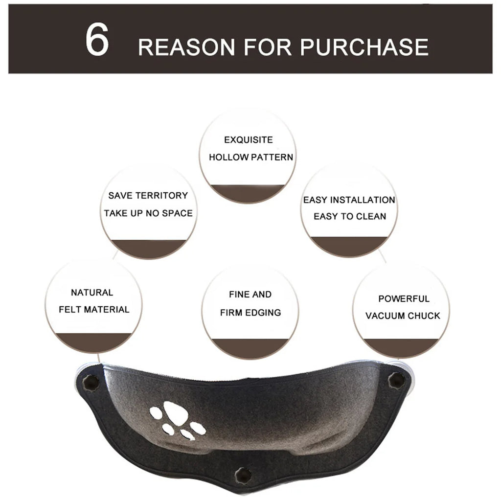 EURO VIBE Cat Window Hammock Bed with Strong Suction Cups