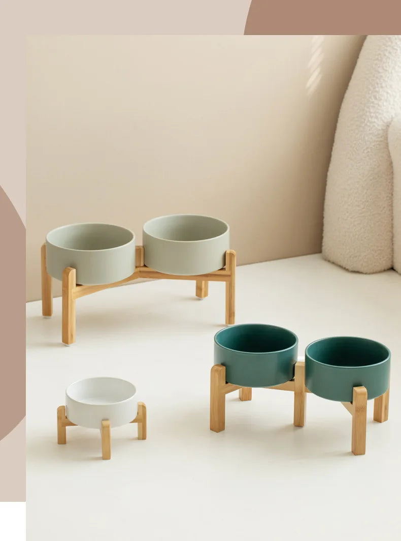 “Modern Elevated Pet Feeding Bowl Set – Raised Dog & Cat Feeder