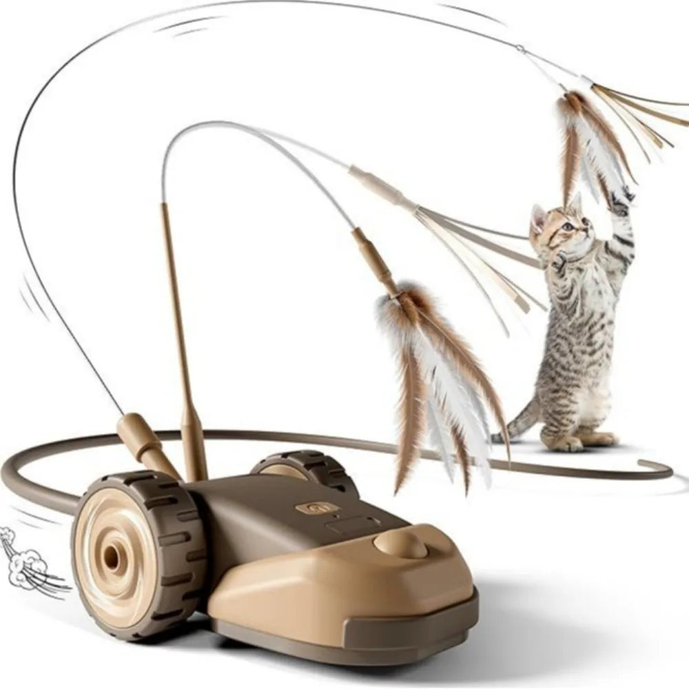 EURO VIBE Rolling Cat Teaser Toy | Feather Chase Play Set