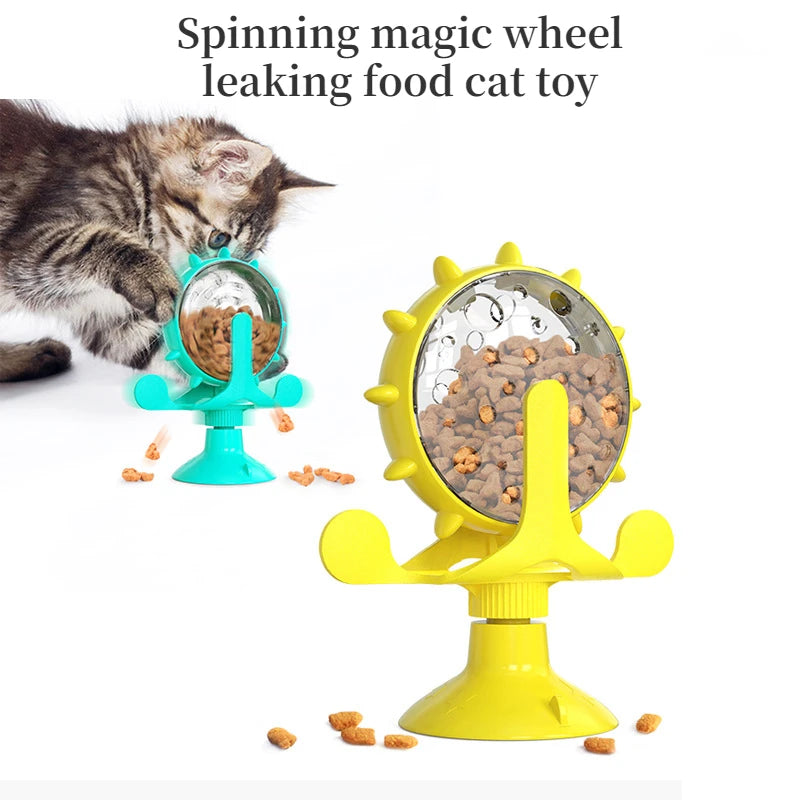 EURO VIBE Spinning Cat Treat Dispenser Toy | Interactive Feeder