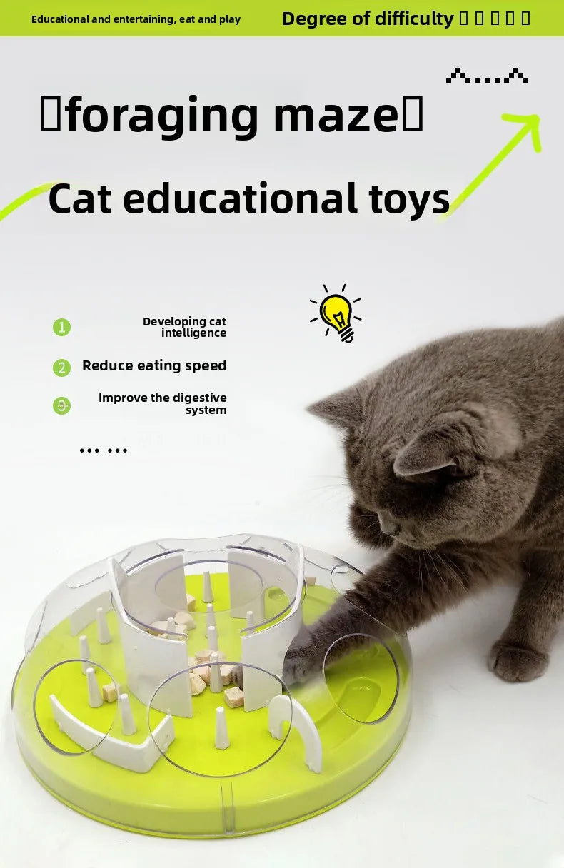 Cat Puzzle Feeder Interactive Foraging Maze Slow Feeder Toy UK