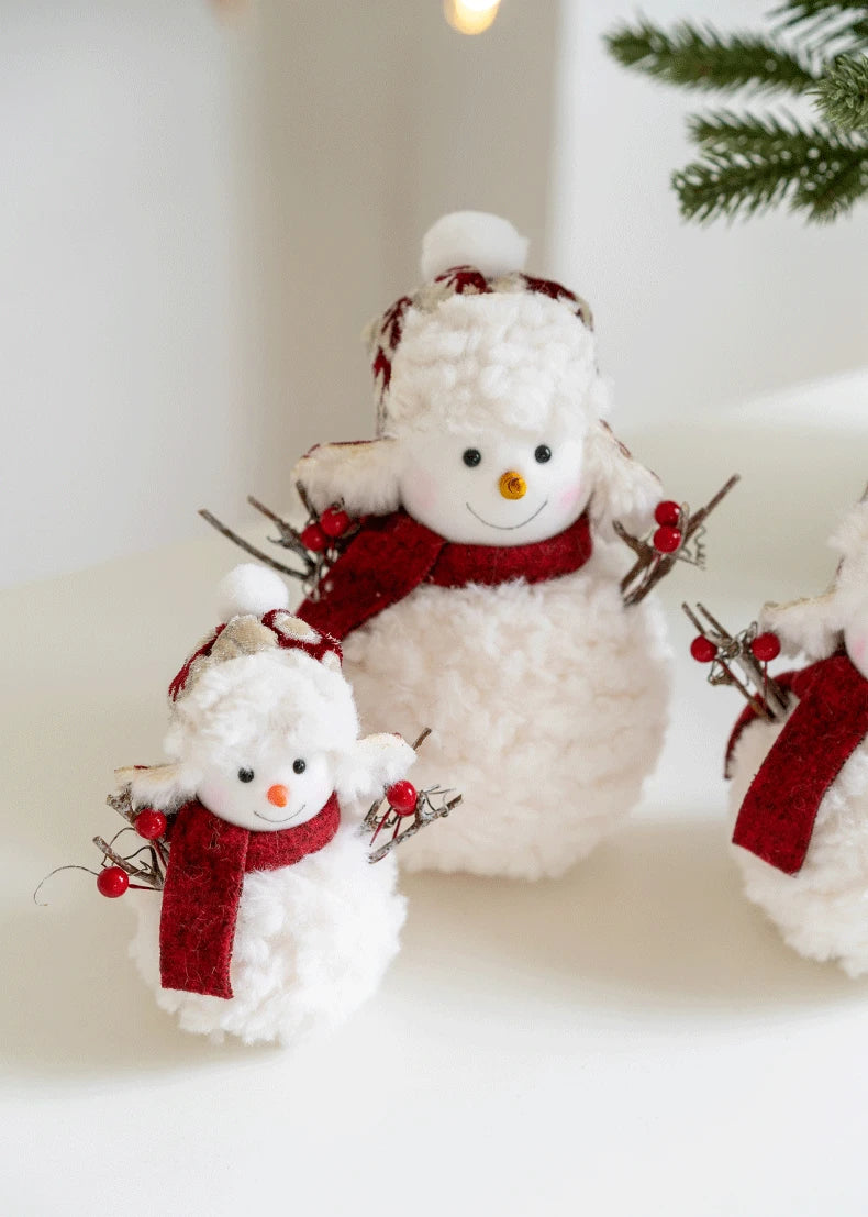 EURO VIBE Snowman Plush Decoration Set – Cute Christmas Table Ornaments