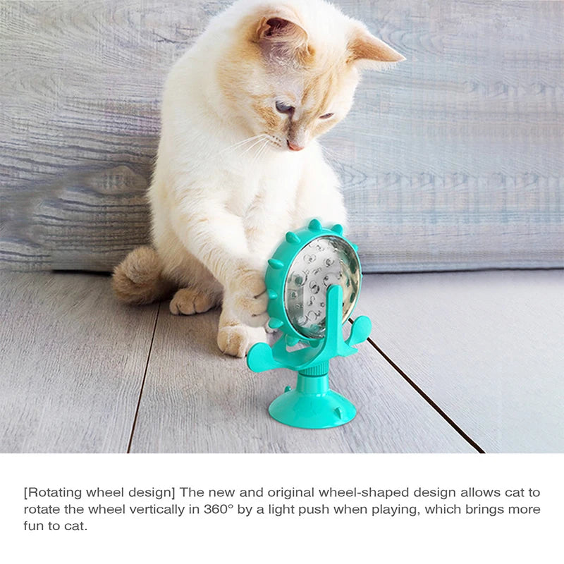 EURO VIBE Spinning Cat Treat Dispenser Toy | Interactive Feeder