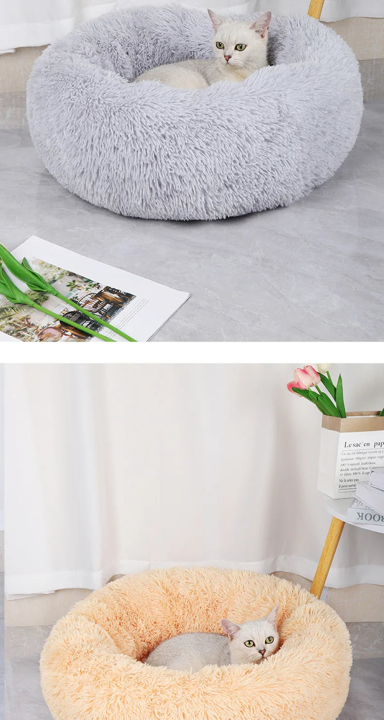 Fluffy Donut Cat Bed – Premium Soft Round Pet Cushion UK