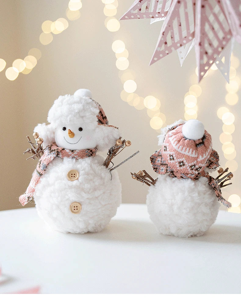 EURO VIBE Snowman Plush Decoration Set – Cute Christmas Table Ornaments