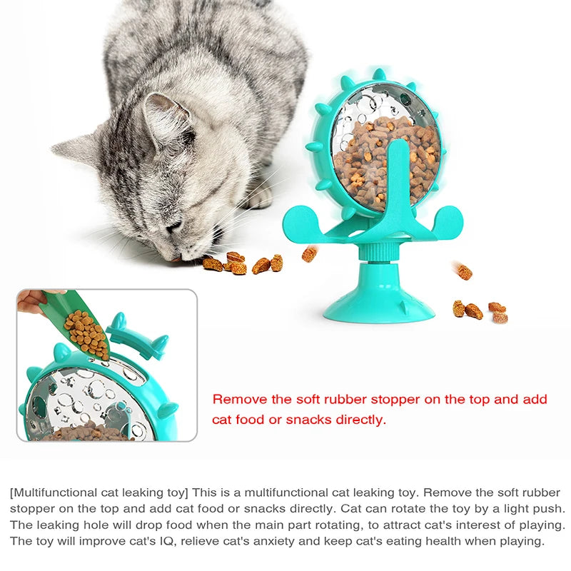 EURO VIBE Spinning Cat Treat Dispenser Toy | Interactive Feeder