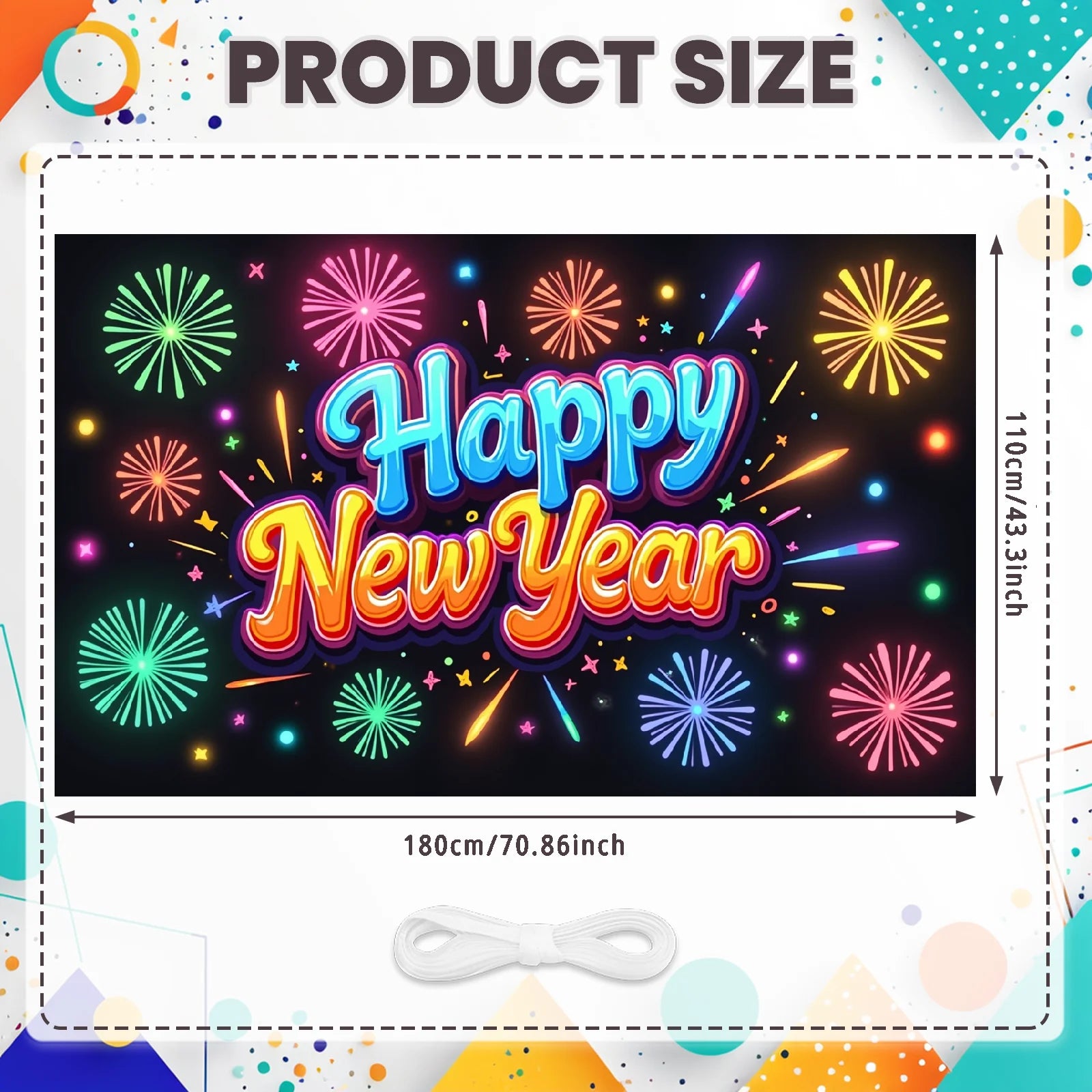 New Year 2026 Backdrop – Gold Party Banner for Photos | EURO VIBE