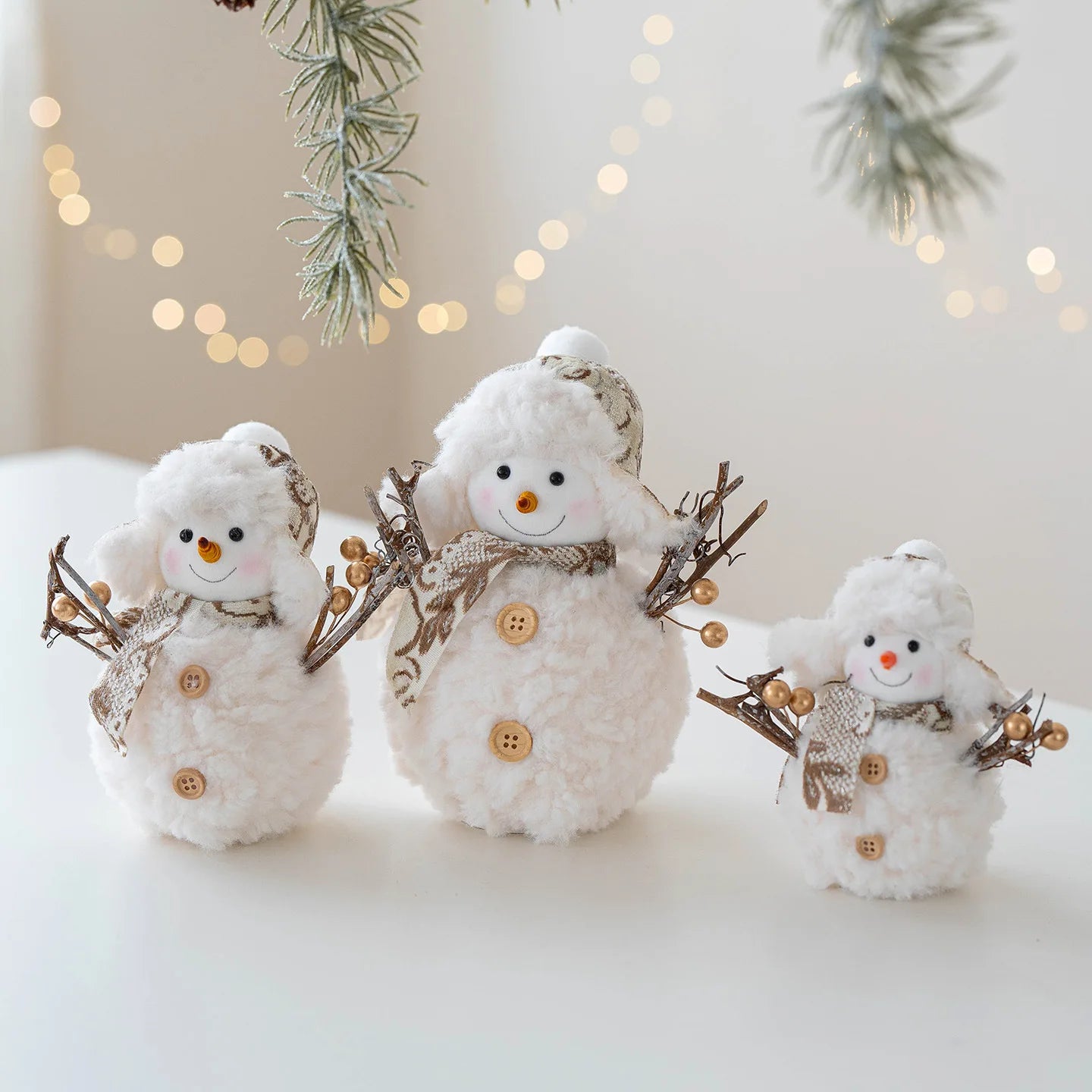 EURO VIBE Snowman Plush Decoration Set – Cute Christmas Table Ornaments