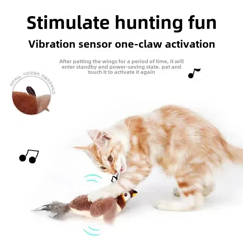 Rechargeable Flying Bird Cat Toy with Chirping & Flapping Wings