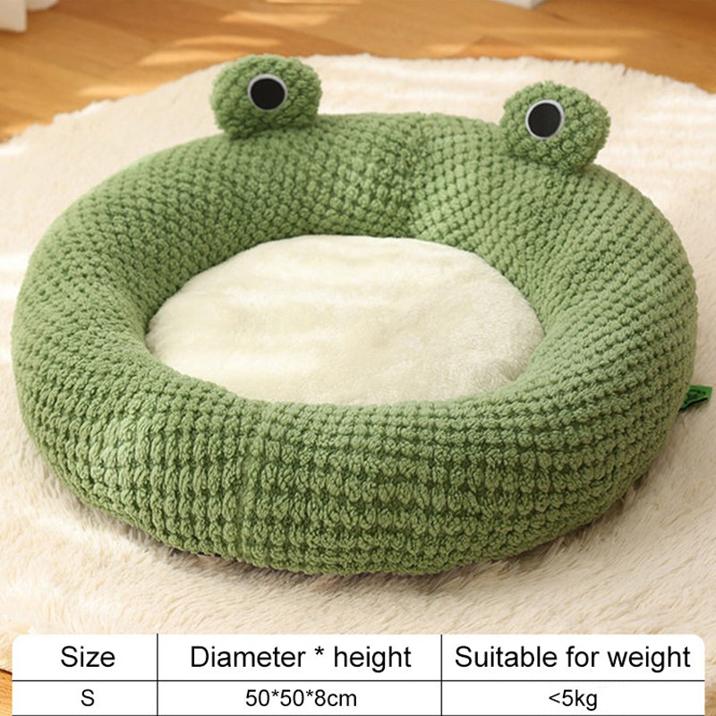 “Frog Shaped Pet Bed – Soft Winter Cat & Dog Cozy Nest”