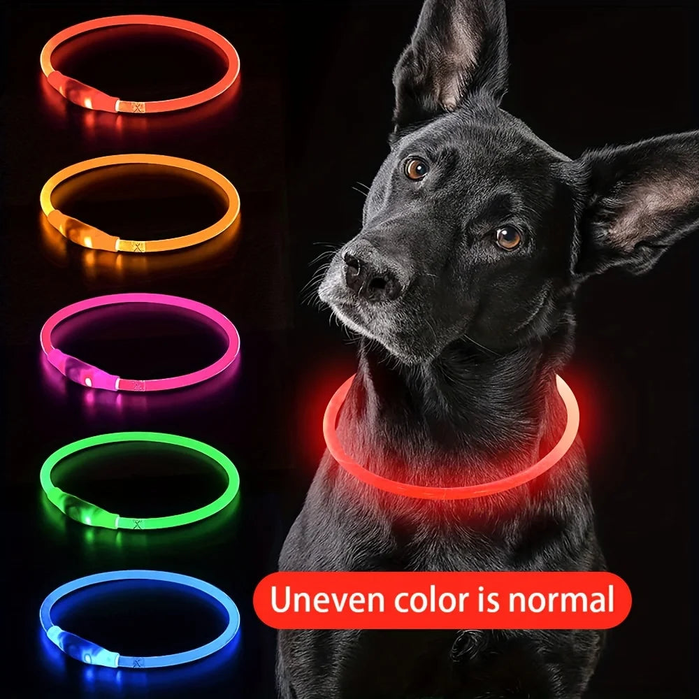 LED Glow Safety Dog Collar – Rechargeable Light Up Pet Neck Ring UK