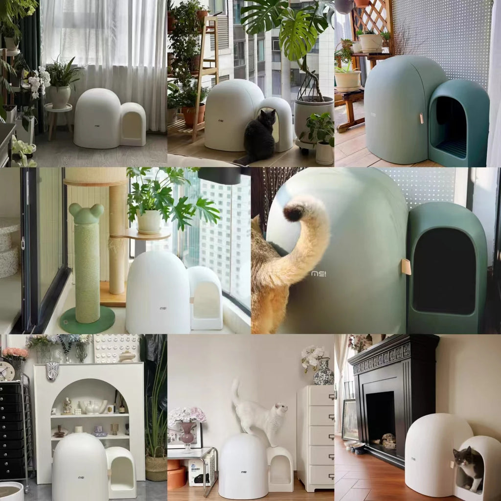 “Modern Enclosed Cat Litter Box & Hideaway – Stylish Cat Toilet