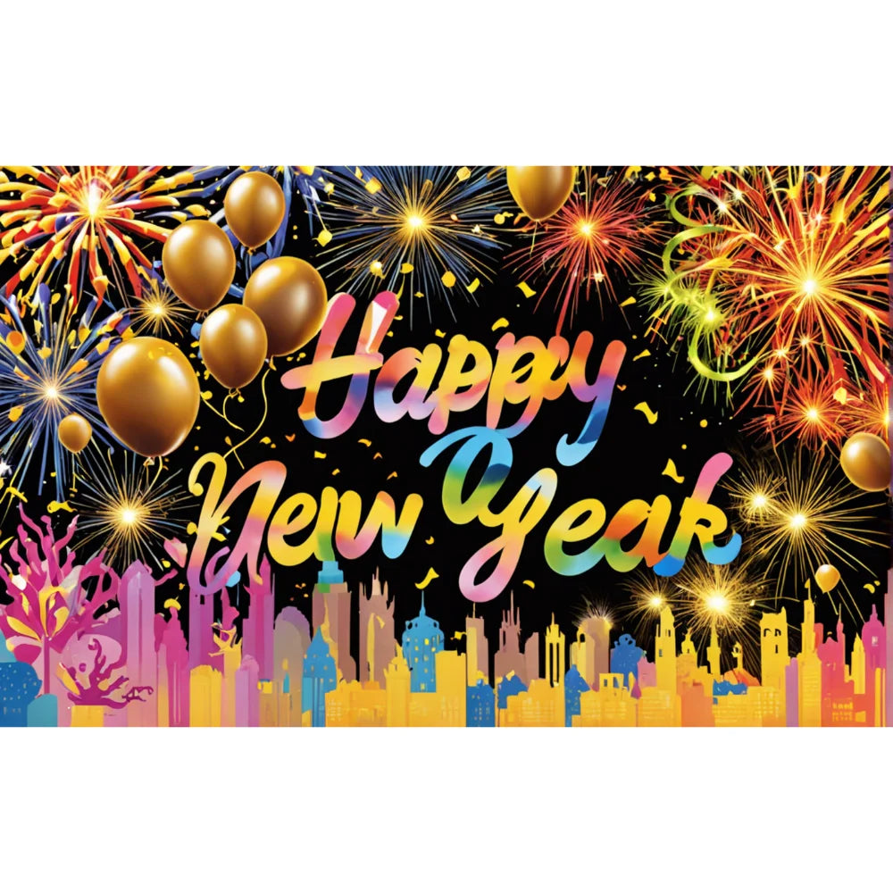 New Year 2026 Backdrop – Gold Party Banner for Photos | EURO VIBE