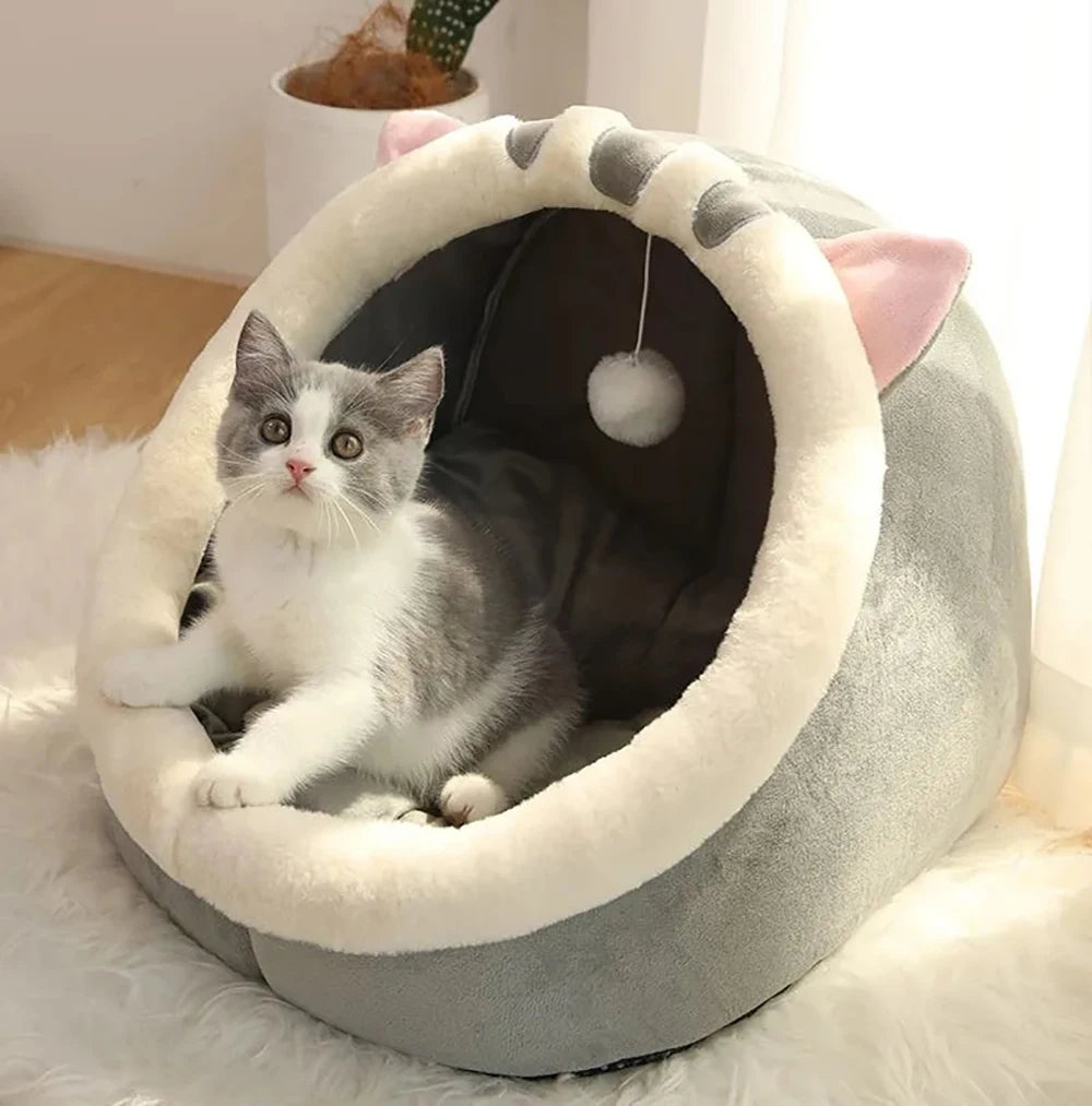 “Cozy Cat Cave Bed UK | EURO VIBE Plush Enclosed Cat House”