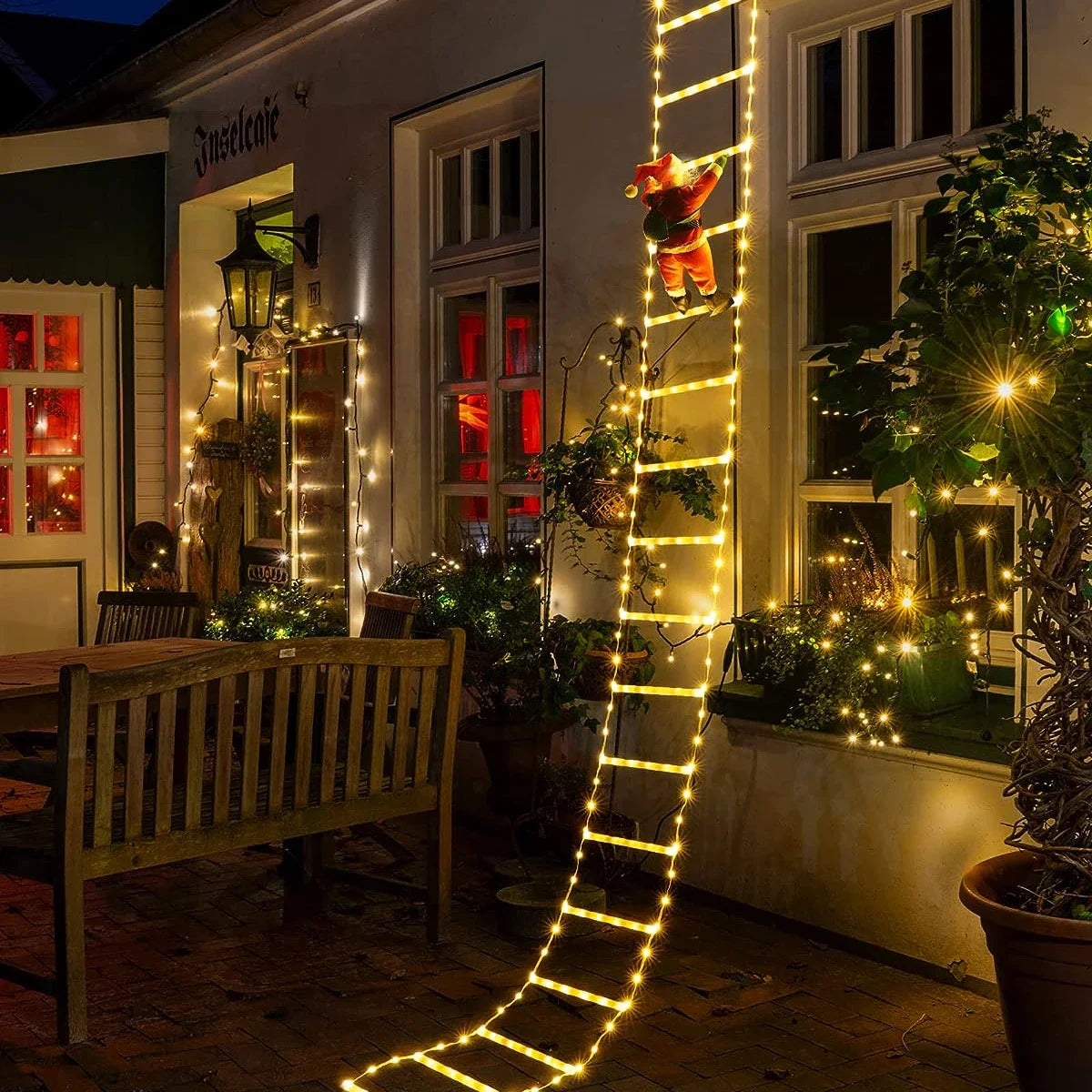 EURO VIBE LED Climbing Santa Ladder Light | Outdoor Christmas Decor