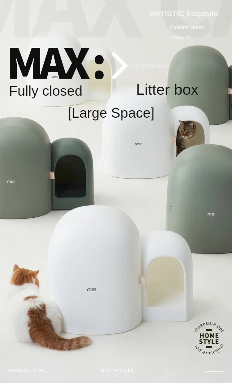 “Modern Enclosed Cat Litter Box & Hideaway – Stylish Cat Toilet