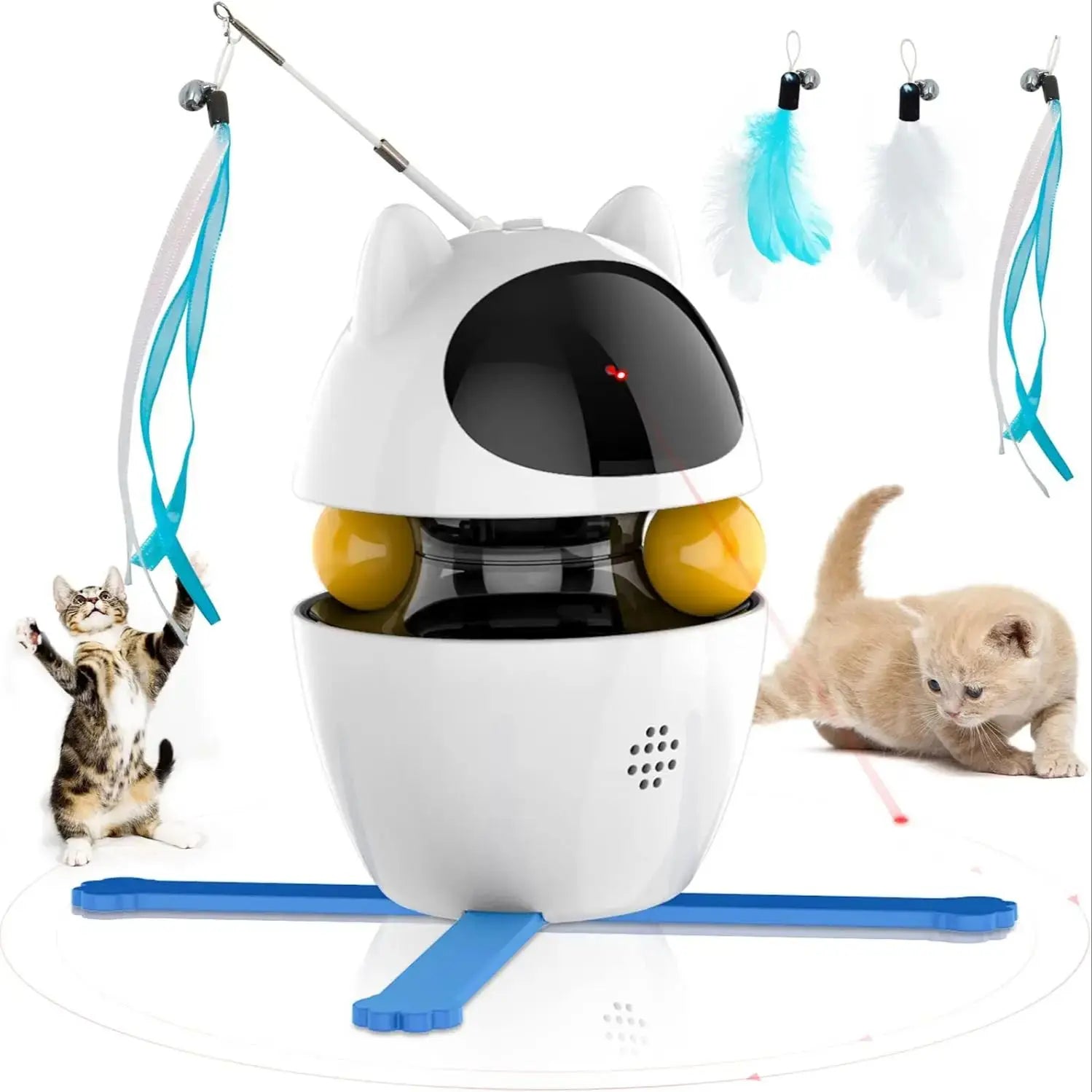 Automatic Interactive Cat Toy with Laser & Rotating Feather Fun