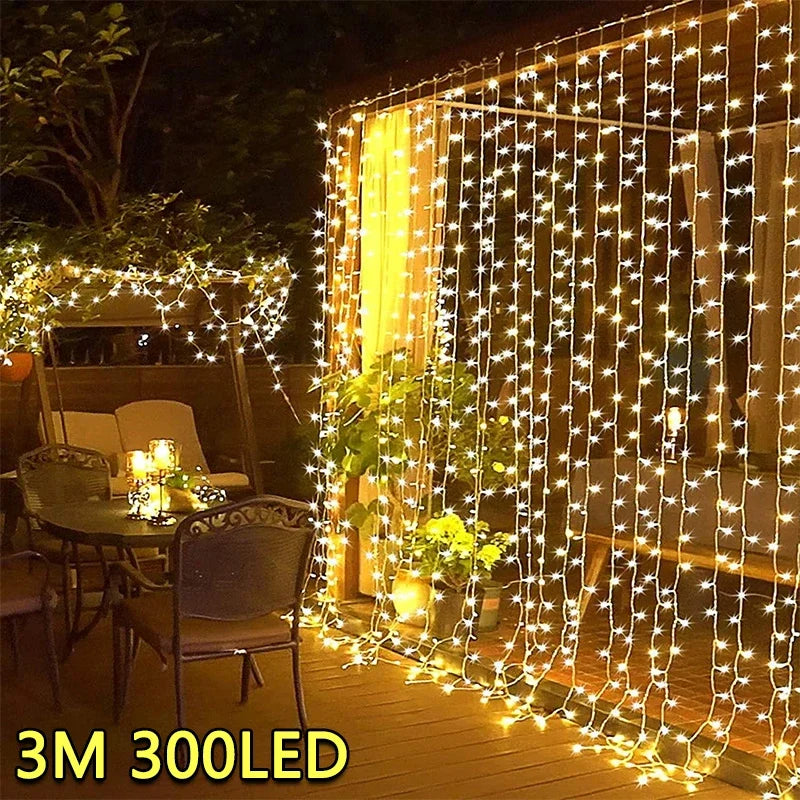 EURO VIBE 3M 300 LED Curtain Fairy Lights – Warm White Indoor Outdoor Décor