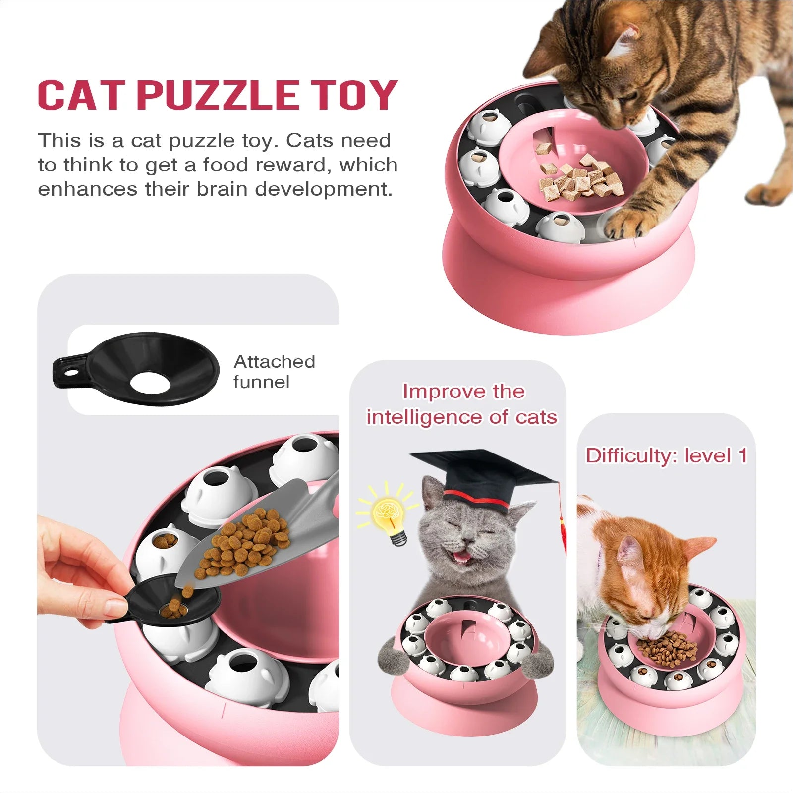 Interactive Cat Puzzle Feeder Slow Food Bowl Toy for Cats UK