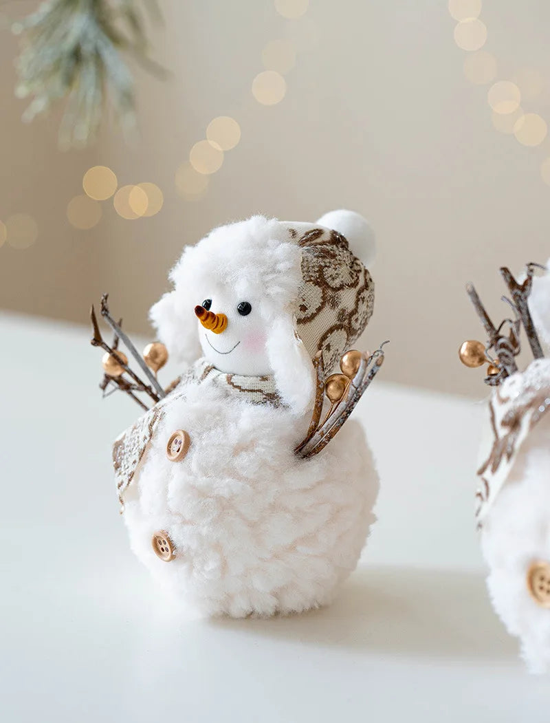 EURO VIBE Snowman Plush Decoration Set – Cute Christmas Table Ornaments