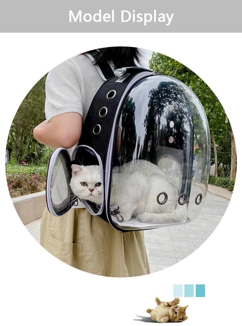 “Space Capsule Pet Backpack – Breathable Transparent Cat Carrier Bag”